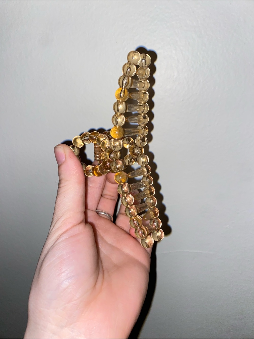 Amber Beaded Plastic Hair Claw Clip